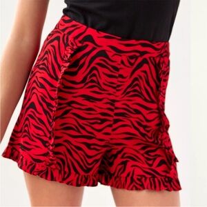 Sunday Best Gemma Ruffled Zebra Print Red Black Shorts Size 6 Small